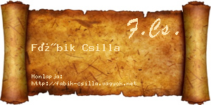 Fábik Csilla névjegykártya
